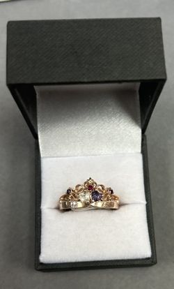 10k Rose Gold Birthstone Crown Ring