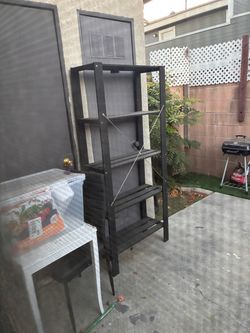 Black Wood 4-Tier Shelf with Lights