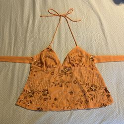 Princess Polly Orange Sequin Backless Top