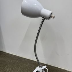 White Clamp Desk Lamp – Adjustable Arm + Bulb