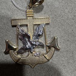 14k Yg Two Tone Anchor & Eagle Charm 