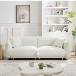 New  Mid Century Modular Sectional Couch Fabric Upholstered 3 Seater, White 