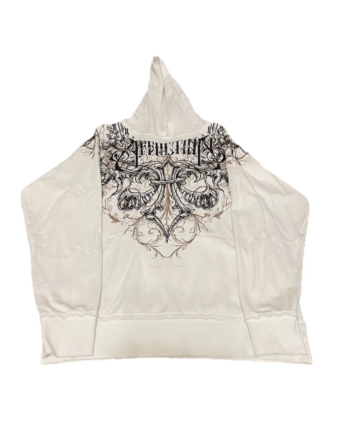 Men’s Affliction Hoodie Double Sided Graphic Print White/Black Size M NWOT