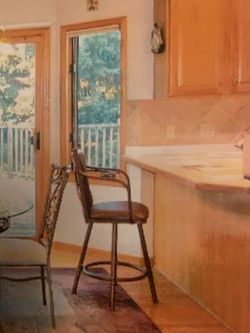 Swivel Bar stool With Arms, Vinyl Seat And Back