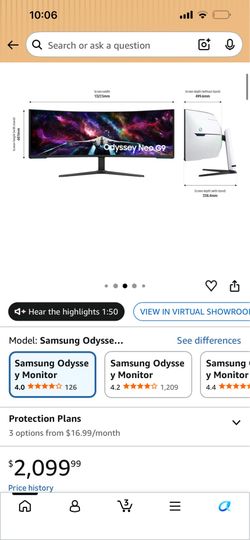 Samsung Visit the Samsung Store 4.4 4.4 out of 5 stars (500) Samsung 57" Odyssey Neo G9 (G95NC) Series Dual 4K UHD 1000R Curved Gaming Monitor, 240Hz,