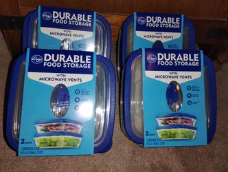 (4) 2 Pks Of 
Durable Food Storage Containers w/ Lids! 