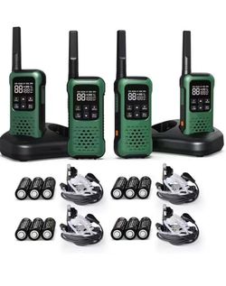 Army Green Waterproof Walkie Talkie Long Range Up To 30 Miles Floating Portable Two Way Radio, NOAA Weather Alert,SOS,Flashlight, Rechargeable 2 Way R