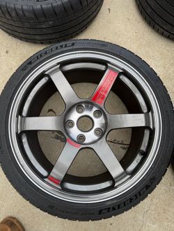 Te37 SAGA SL Pressed Graphite 18x9.5 +35  5x114.3 w/ Michelin Pilot Sport 4s Tires 255/35/18
