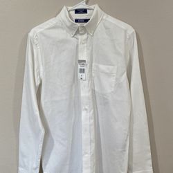 Brand New Men’s White Small Izod Collared Dress Shirt stretch 