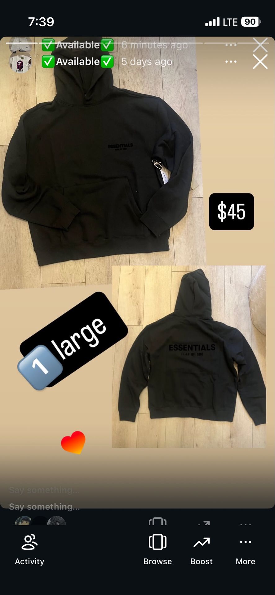 black essential hoodie