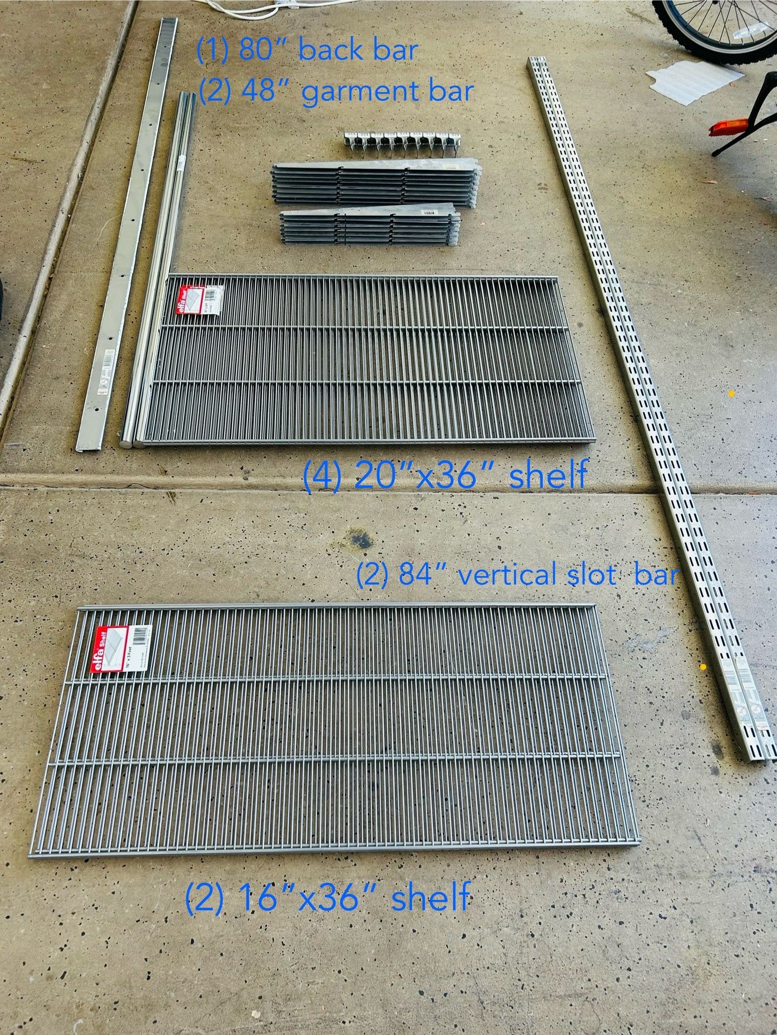 Container Store Elfa Closet System Assorted Components