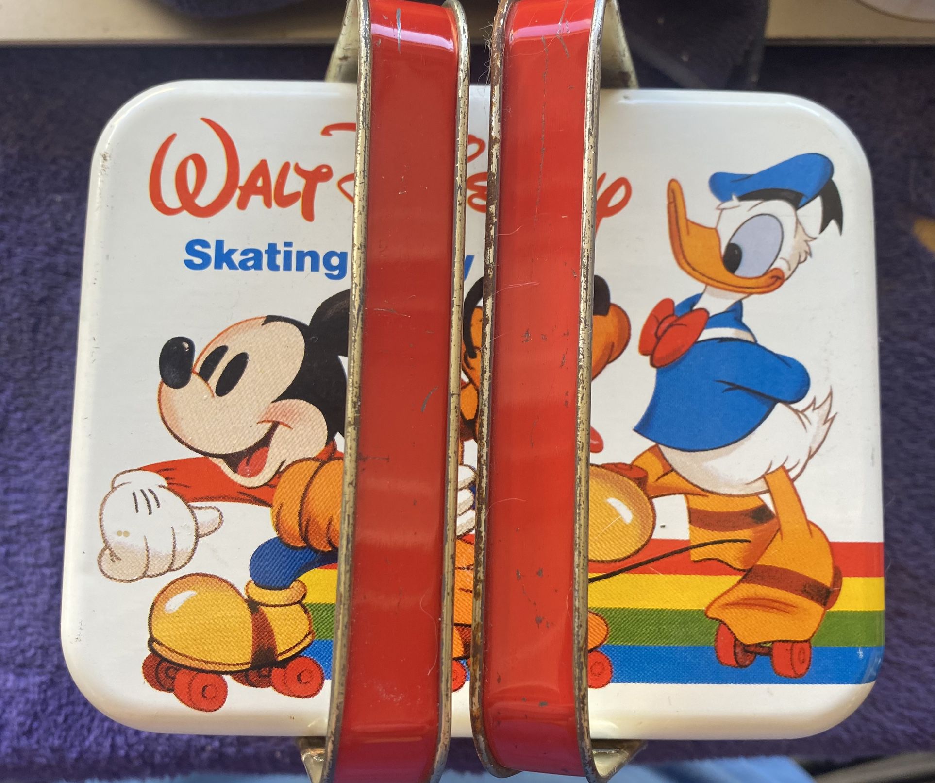 RARE Vintage Walt Disney Skating Party Double Handle Lunch Tin Box