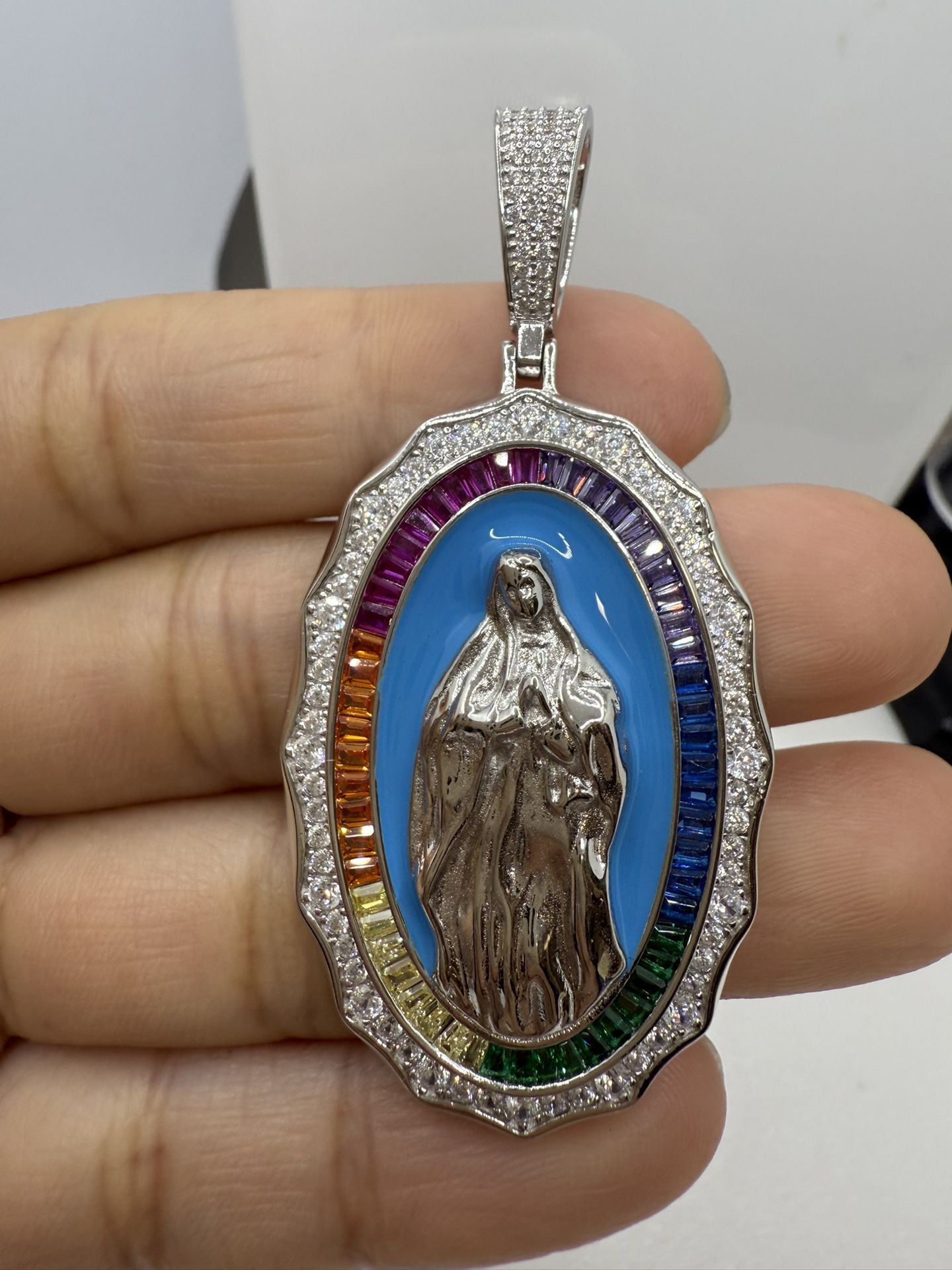 925 Sterling Silver Pendant Cubic Zirconia Stones 