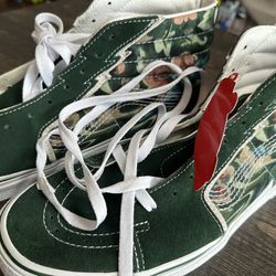 Vans Sk8-Hi Bolt Liquify Avocado Green White Canvas Suede shoes BRAND NEW Men's Sz 11.5