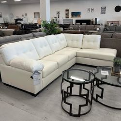 Ashley White Sectional Couch - High Quality Faux Leather - Donlen 