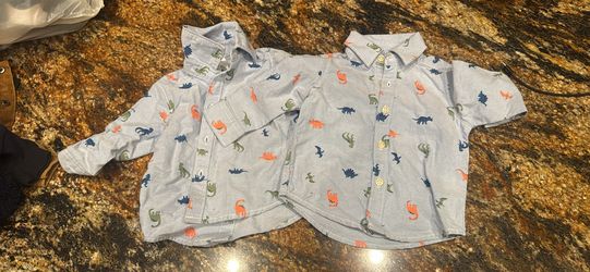 2 Size 6 Month Dinosaur Button Ups