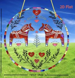2D Flat - 1pc-Charming Red Dala Horse Design | 8"x8" Round Acrylic