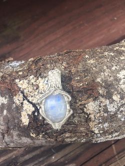 Sterling silver wrapped Moonstone talisman pendant