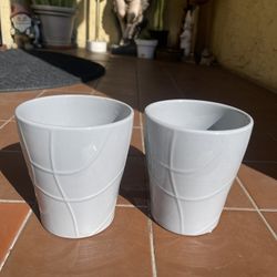 3.5x5.5x5 ❤️  SET OF 2/ Grey Ceramic Flower Orchid Pots Waterproof 