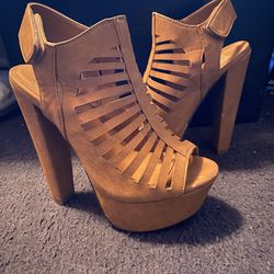 Thick Platform Chestnut Heels