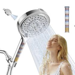 Cabezal de ducha filtrado de 6 pulgadas, 6 modos de pulverización, cabezal de ducha de mano de alta presión con filtro para agua dura, cabezal de duch