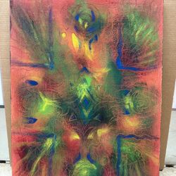 Abstract Textured Painting – Vibrant Colors – Signed –