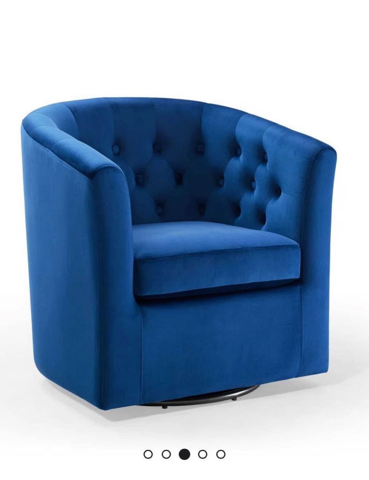 Velvet Barrel Swivel Chair Blue