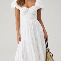 FREE PEOPLE Sundrenched Smocked Puff Sleeve Maxi Dress NWOT 