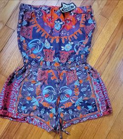 Angie Boho Print Strapless Romper