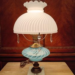 Fenton Blue Swirl Lamp