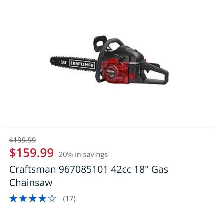 Craftman 18" Gas Chain Saw