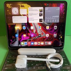 Apple IPad Pro 12.9” 3rd Generation (Face ID/Liquid Retina /2018 model) 64GB with keyboard Case, Stylus pen & Accessories 
