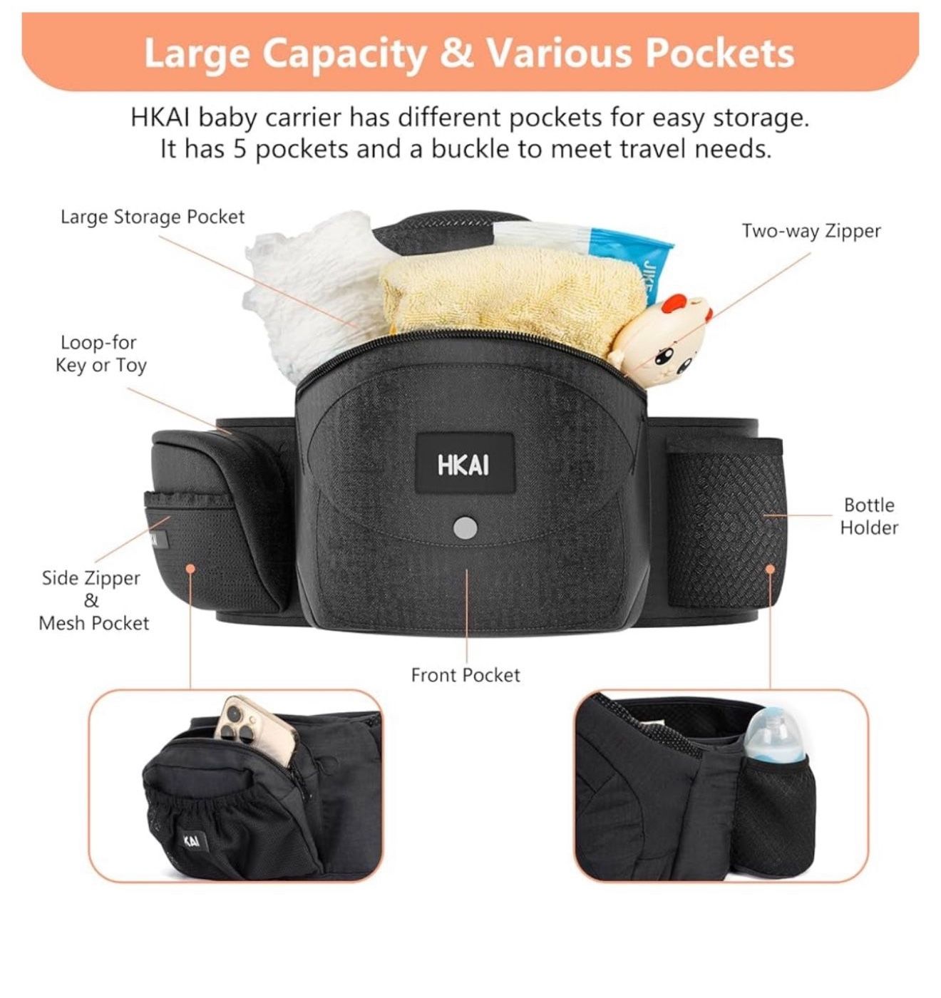 HKAI Baby Carrier Hip Seat