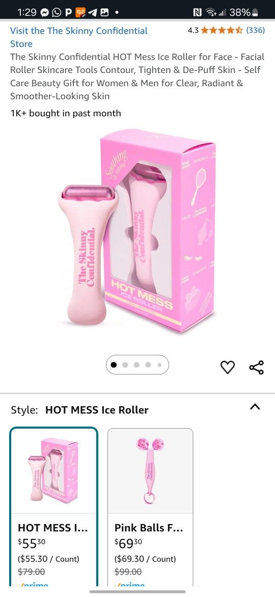 The Skinny Confidential HOT Mess Ice Roller for Face - Facial Roller Skincare Tools Contour, Tighten & De-Puff Skin - Self Care Beauty Gift for Women