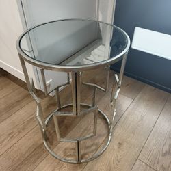 Round Mirrored End Table 