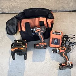 Ridgit Drill , Impact, Radio , Charger, Two Battery’s And Bag 