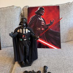 Darth Vader Handmade Figure + Canvas Art – Lights & Sound – $250 (FIRM)