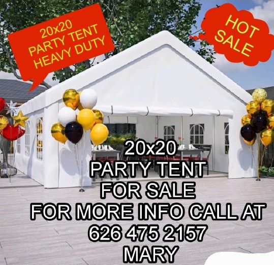 20x20 FT Party Tent with 2 Storage Bags & Removable Sidewalls, Outdoor Canopy Gazebo for Carport Camping Garden Wedding BBQ Commercial