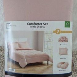 New Pink Reversible Bed in a Bag Comforter Set with Sheets and pillow cases