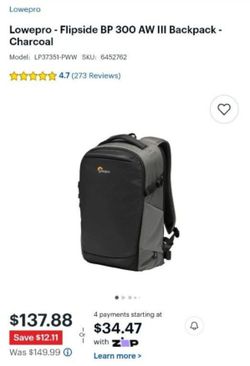 Lowepro Flipside BP 300 AW III Backpack Charcoal