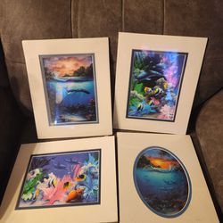 David Miller Print Artwork Lot of 4 Ocean Dolphin Fish Underwater Sea Art