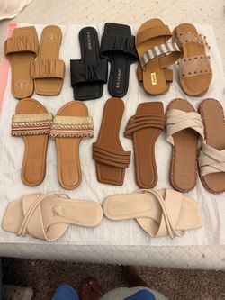Women's Slide Sandals Lot of 7 Pairs
