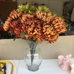 Glass Vase with Artificial Flowers