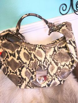 Anne Klein leather snake print handbag