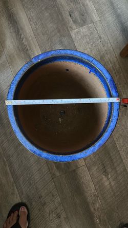 Large Blue Glazed Ceramic Planter Pot