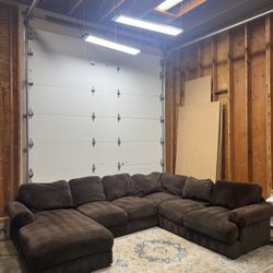 Large Dark Brown Sectional Couch 