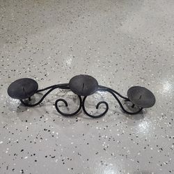 3 Pillar Tiered Candle Holder Black Wrought Iron Metal Stand
