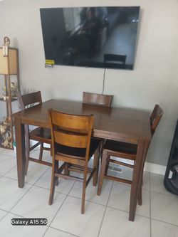 Solid wood High dining table and chairs