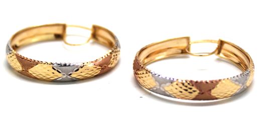 Ladies Tri-Color Gold Hoop Earrings