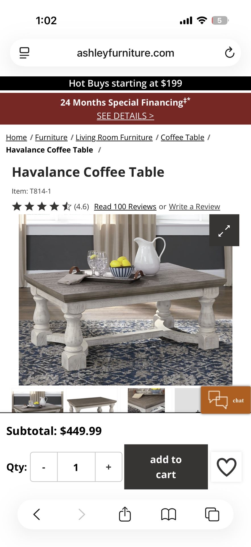 Ashley Havalance Coffee Table